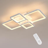 Modern ceiling light fixture with remote control on a neutral background